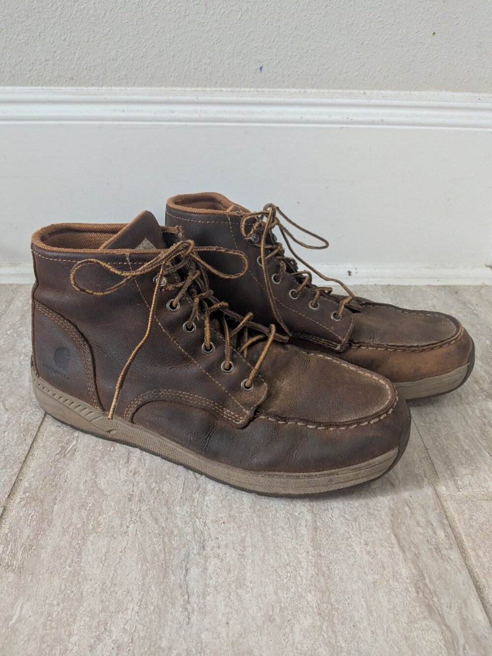 Carhartt Wedge Moc Toe Chukka Boots Mens 11 Brown Leather Soft Lightweight Work